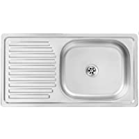 Manestein Fregadero de cocina de acero inoxidable- fregadero con escurridor- fregadero individual con sifón- reversible…